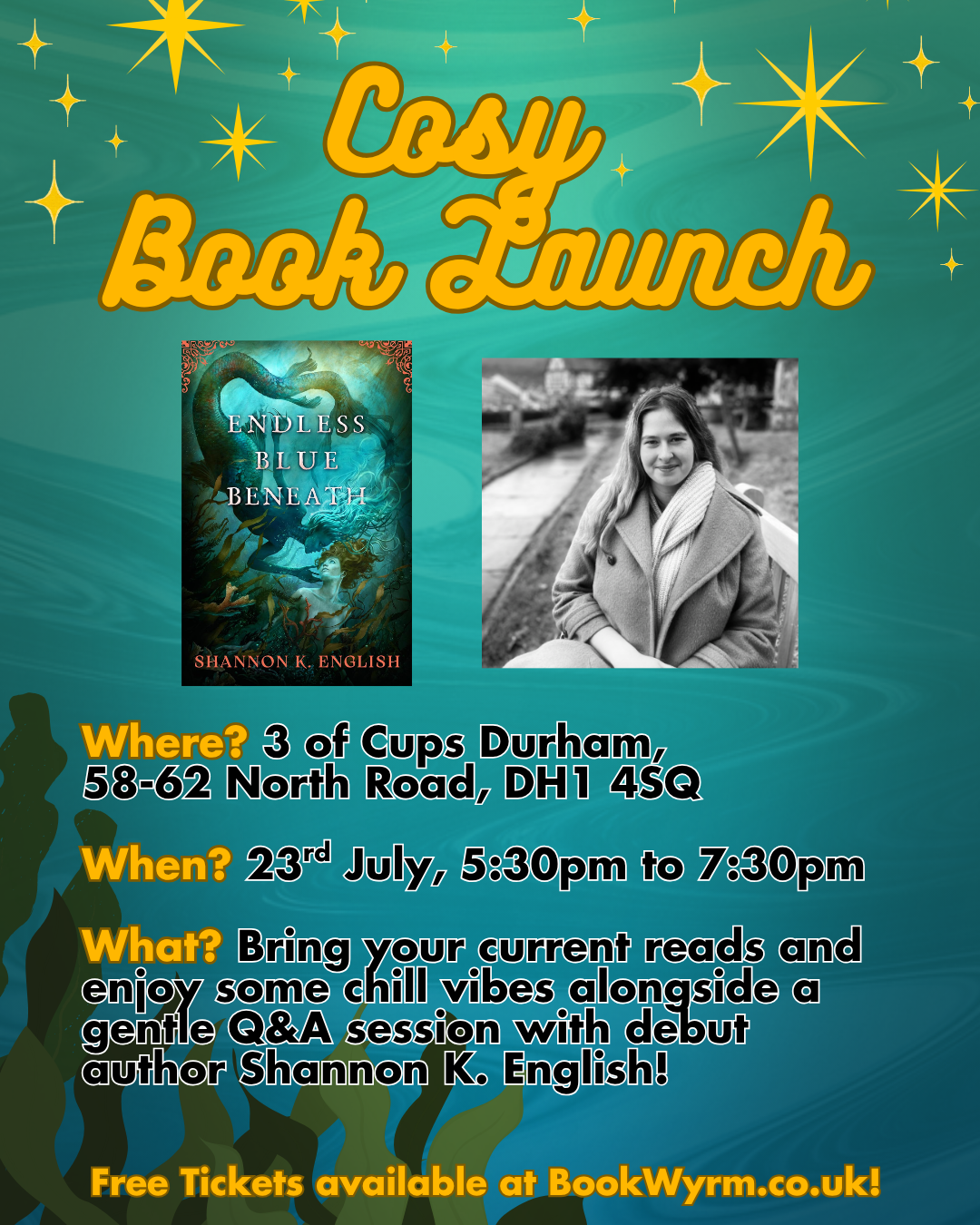 EVENT: Cosy Book Launch for Endless Blue Beneath